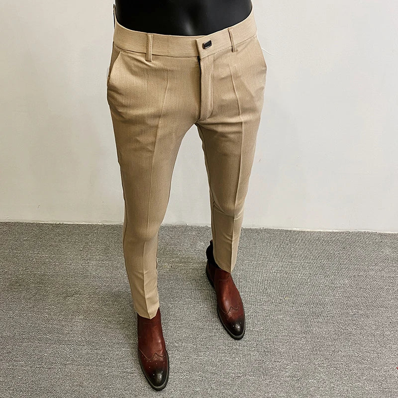 Men's Slim Fit Dress Pants - Formal Slim Trousers for Men