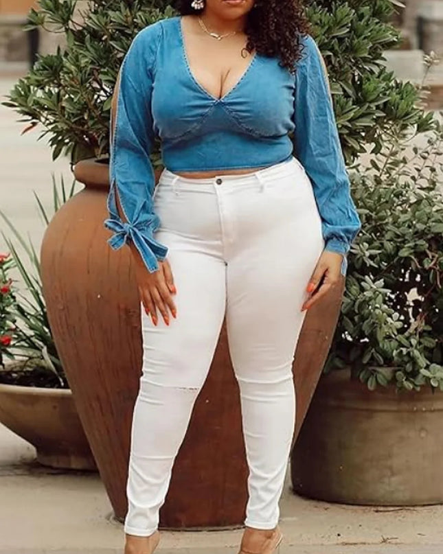 Women's High Waist Stretch Skinny Jeans - Slim Fit Denim Pants for Women
