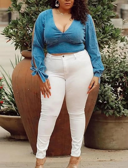 Women's High Waist Stretch Skinny Jeans - Slim Fit Denim Pants for Women