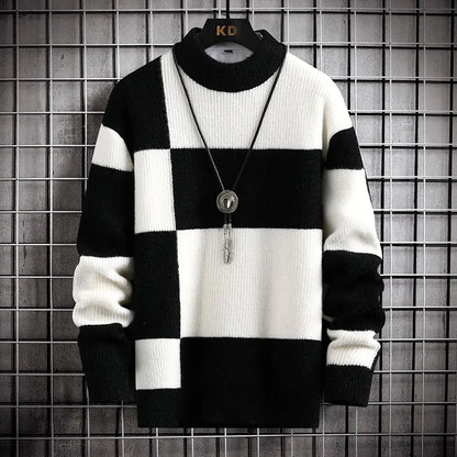 Men's Two-Tone Chenille Knitted Sweater - Various Colors
