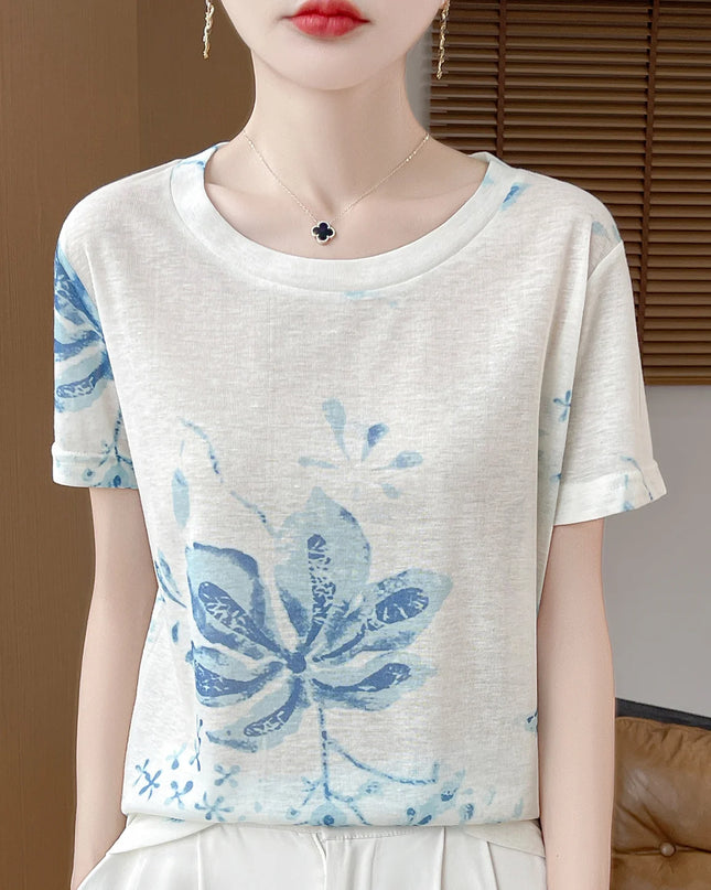Elegant Women's Satin Silk V-Neck Short Sleeve Blouse