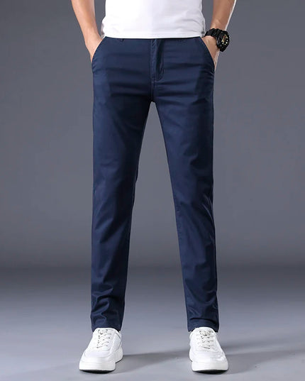 Men's Casual Long Elastic Straight Pants - Various Colors