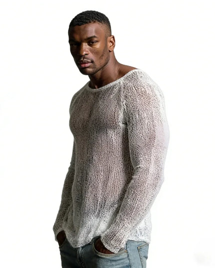 Men's Breathable Transparent Long Sleeve Sweater