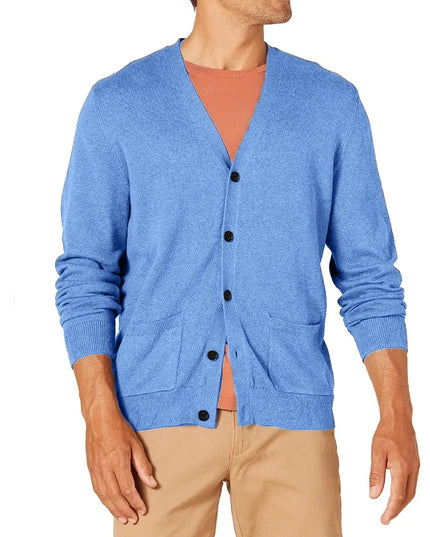 Men's Vintage Long Sleeve Button-Front V-Neck Knitted Cardigan