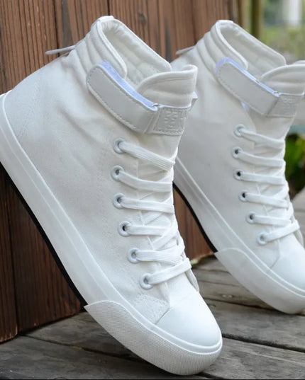 High-Top Canvas Sneakers for Men - Breathable, Non-Slip, Flat Design Shoes