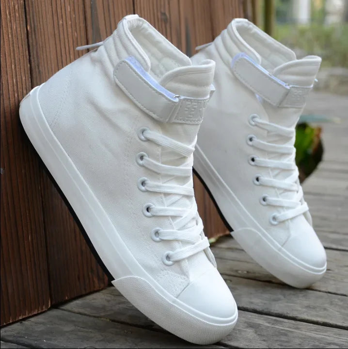 High-Top Canvas Sneakers for Men - Breathable, Non-Slip, Flat Design Shoes