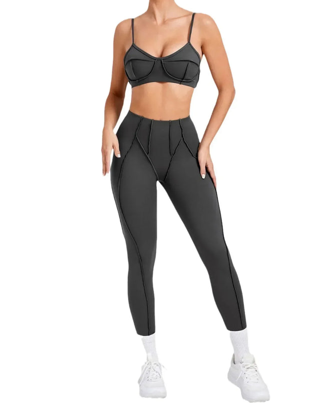 Women's Seamless 2-Piece Yoga Set - High-Waist Leggings and Bra for Fitness & Activewear