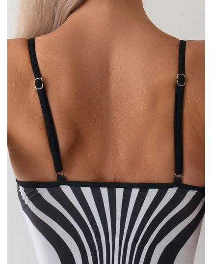 Women's Striped One-Piece Swimsuit - Push-Up Bathing Suit & Swimwear