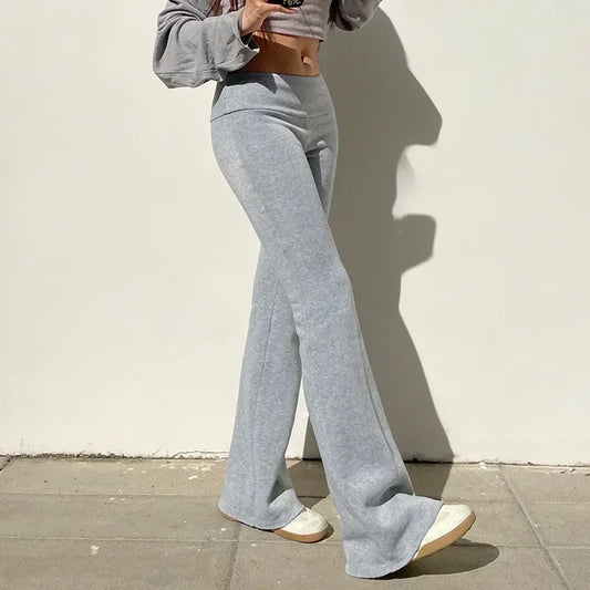 Slim Low-Waisted Flare Pants - Casual  Boot Cut for Women