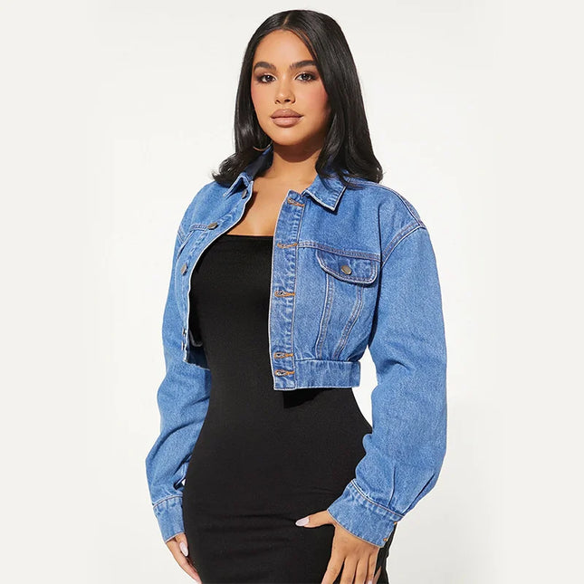 High-Waisted Cropped Jacket for Women - Slim Fit