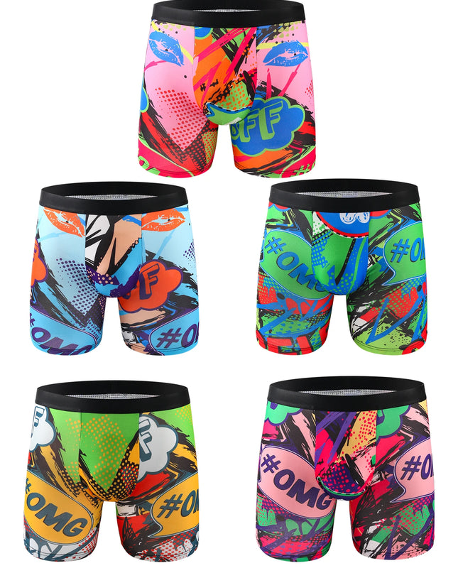 10-Pack Men's Assorted Graffiti Print Boxer Shorts - Mid-Waist Briefs