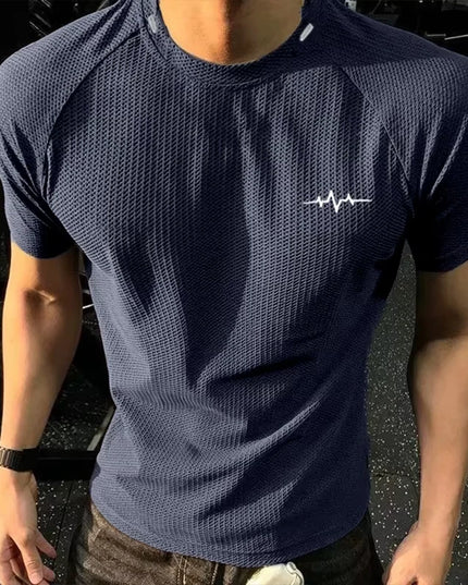 Men's Honeycomb Pattern Quick-Dry Breathable Elastic T-Shirt
