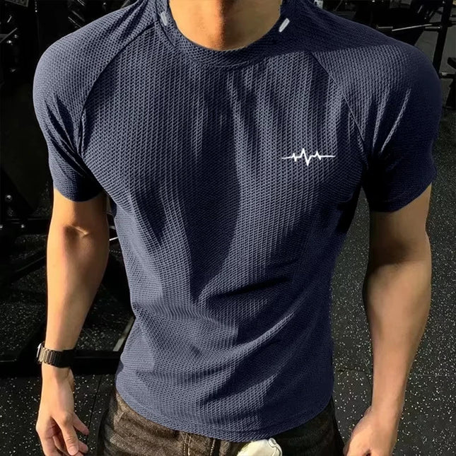 Men's Honeycomb Pattern Quick-Dry Breathable Elastic T-Shirt