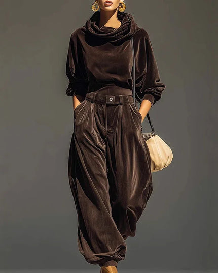 Women's Two-Piece Soft Velvet Hoodie and Jogger Sweatpant Set