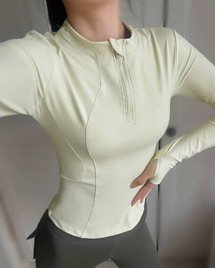 Women's Long Sleeve Stand Collar Sports Half-Zip Sweater Jacket
