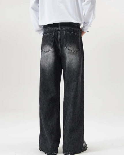 Men's Retro Washed Wide Leg Denim Jeans