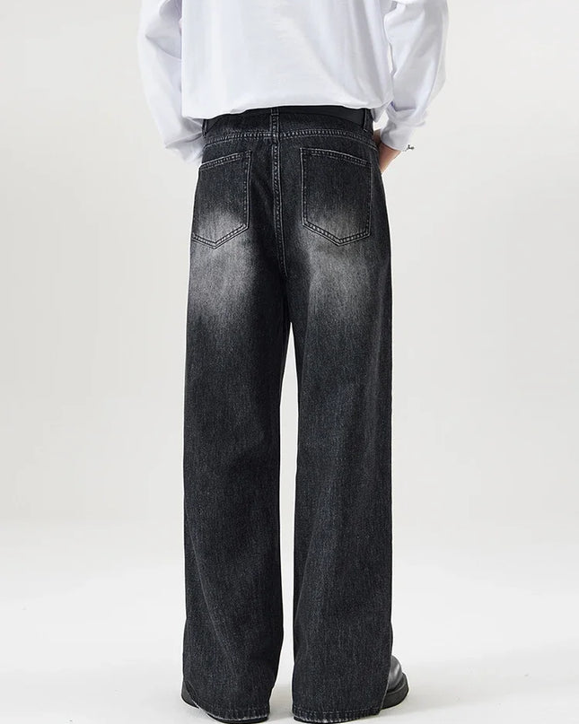 Men's Retro Washed Wide Leg Denim Jeans