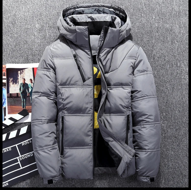 Men's Hooded Down Jacket - Thick Warm Padded Parka for Ultimate Comfort