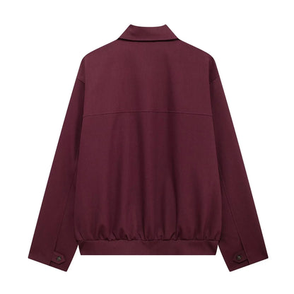 TRAF Zipper Bomber Jackets for Women Autumn Outerwears Overcoat Female Long Sleeve Loose Jacket Women Coats Retro Women's Jacket