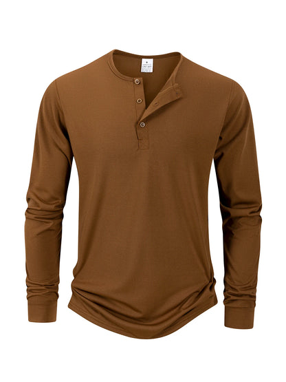 Men's Breathable Long Sleeve Button Henley Sweater