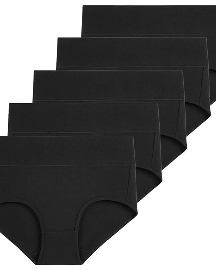 5-Piece Women's Breathable Cotton High-Cut Belly Control Panties