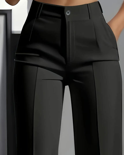 Women's High-Waisted Draped Straight-Cut Pants
