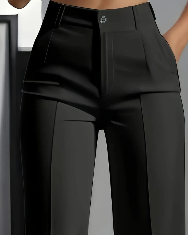 Women's High-Waisted Draped Straight-Cut Pants