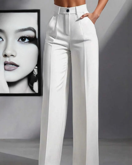 High-Waisted Straight Leg Pants for Women with Button Fly