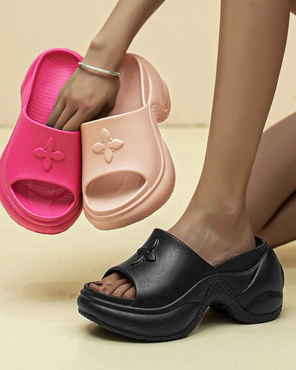 Women’s Thick Sole Wedge Heels – 9cm Chunky Platform Slippers