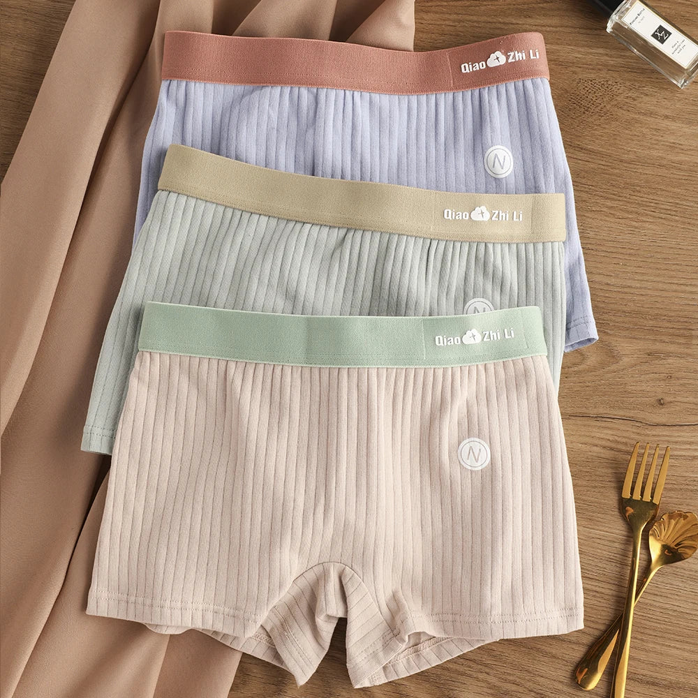 Women's 3-Pack Cotton Striped Breathable Briefs - Comfortable and Stylish Underwear Set