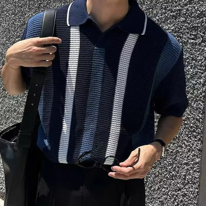 Men's Loose Breathable Knitted Polo T-Shirt