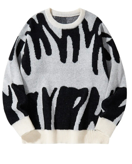 Men's Knitted Jacquard Pattern Pullover Sweater - Stylish & Comfortable Knitwear