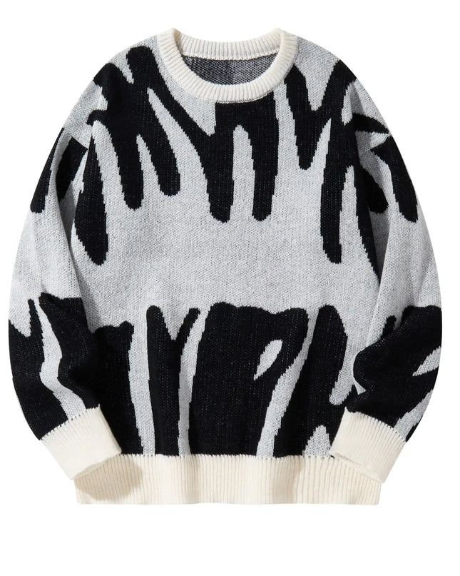 Men's Knitted Jacquard Pattern Pullover Sweater - Stylish & Comfortable Knitwear