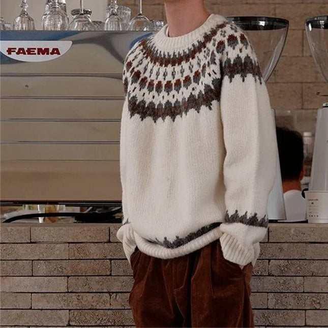 Unisex Loose Fit Stylish Knit Sweater - Casual Warm Knitwear for Men