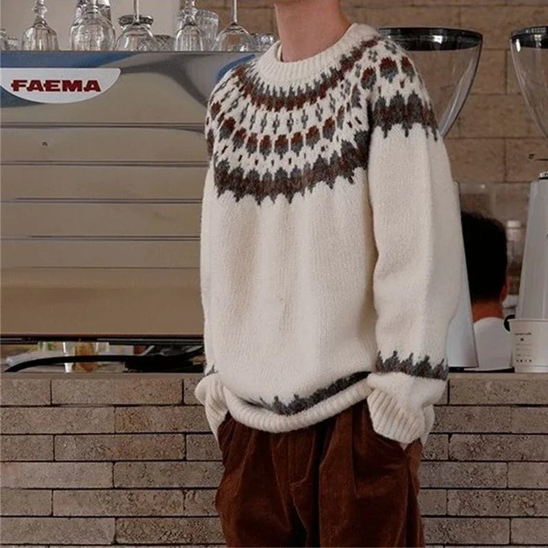 Unisex Loose Fit Stylish Knit Sweater - Casual Warm Knitwear for Men