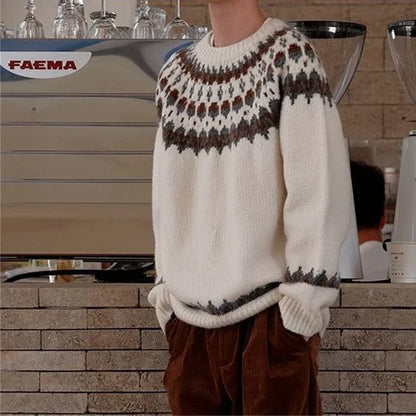 Unisex Loose Fit Stylish Knit Sweater - Casual Warm Knitwear for Men
