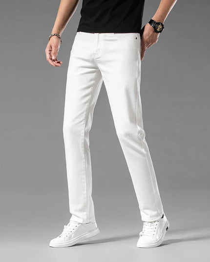 Men's Classic Stretch Straight Trousers - 98% Cotton Comfort Fit