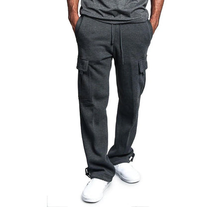 Men's Oversized Straight Fit Sweatpants with Drawstring & Multiple Pockets