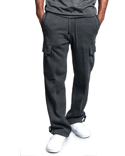 Mens Sweatpants Straight Fit Joggers for Sports and Streetwear Loose Oversized Drawstring Long Pants Men Multi-pocket Pants