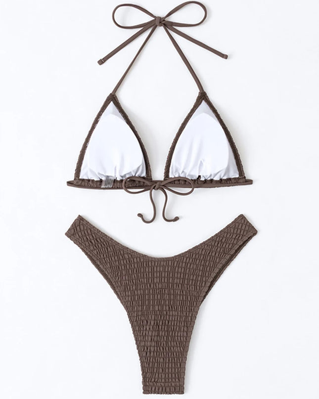 Women's Halter String Triangle Bikini Thong Swimsuit