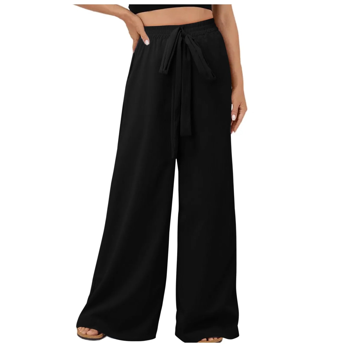 Women's Wide Leg Loose Fit Drawstring Casual Pants