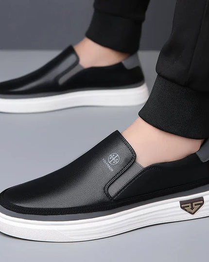 Men's Genuine Leather Slip-On Sneakers - Stylish & Comfortable Casual Footwear