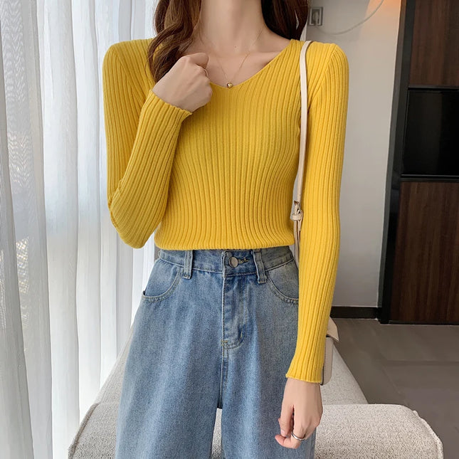 Women's V-Neck Slim Fit Sweater