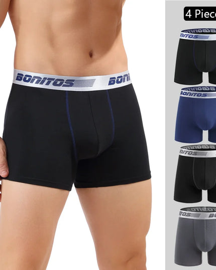 Men's Cotton Boxer Shorts - 4-Pack Comfortable Underwear for All-Day Wear