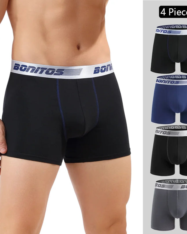 Men's Cotton Boxer Shorts - 4-Pack Comfortable Underwear for All-Day Wear