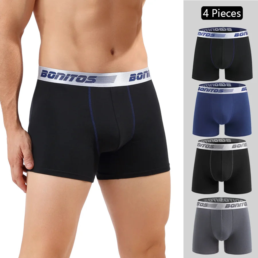 Men's Cotton Boxer Shorts - 4-Pack Comfortable Underwear for All-Day Wear