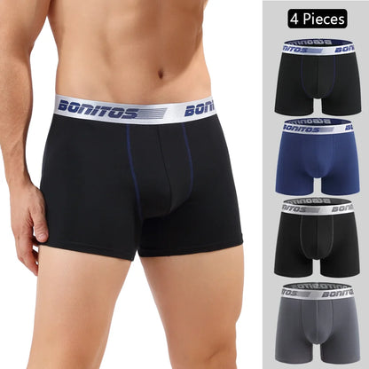 Men's Cotton Boxer Shorts - 4-Pack Comfortable Underwear for All-Day Wear