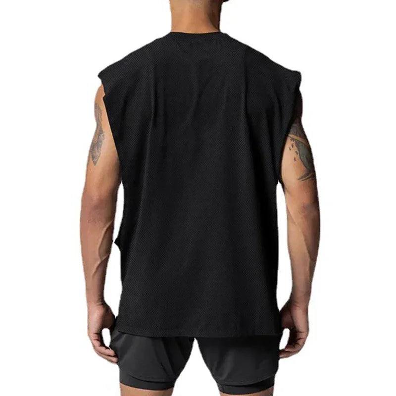 Men's Open Side Cut-Off Vest - Gym Tank Top for Men