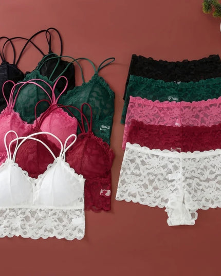 Lace Non-Wire Bra and Ultra-Thin Low Rise Briefs Set for Women - Transparent Comfort Underwear