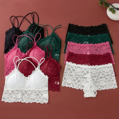 Lace Non-Wire Bra and Ultra-Thin Low Rise Briefs Set for Women - Transparent Comfort Underwear